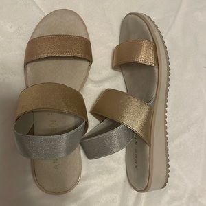 Anne Klein metallic Maysie wedge sandals. Size 8